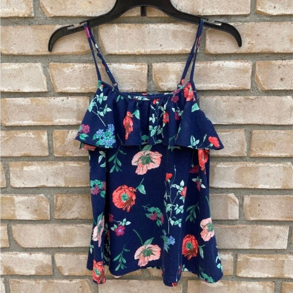 Girls Old Navy Tank Top / Cami 2 Tier Ruffle   Floral Print M